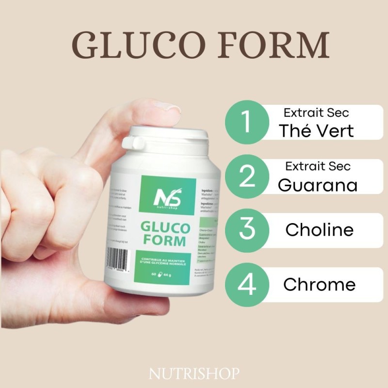 Gluco-Form à base de  chrome choline guarana et thé vert