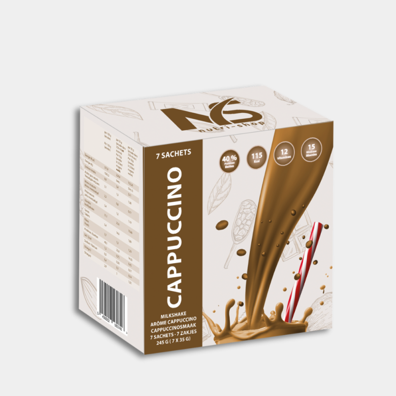 Shake Cappuccino Protéiné Substitut Repas Boite 7 sachets