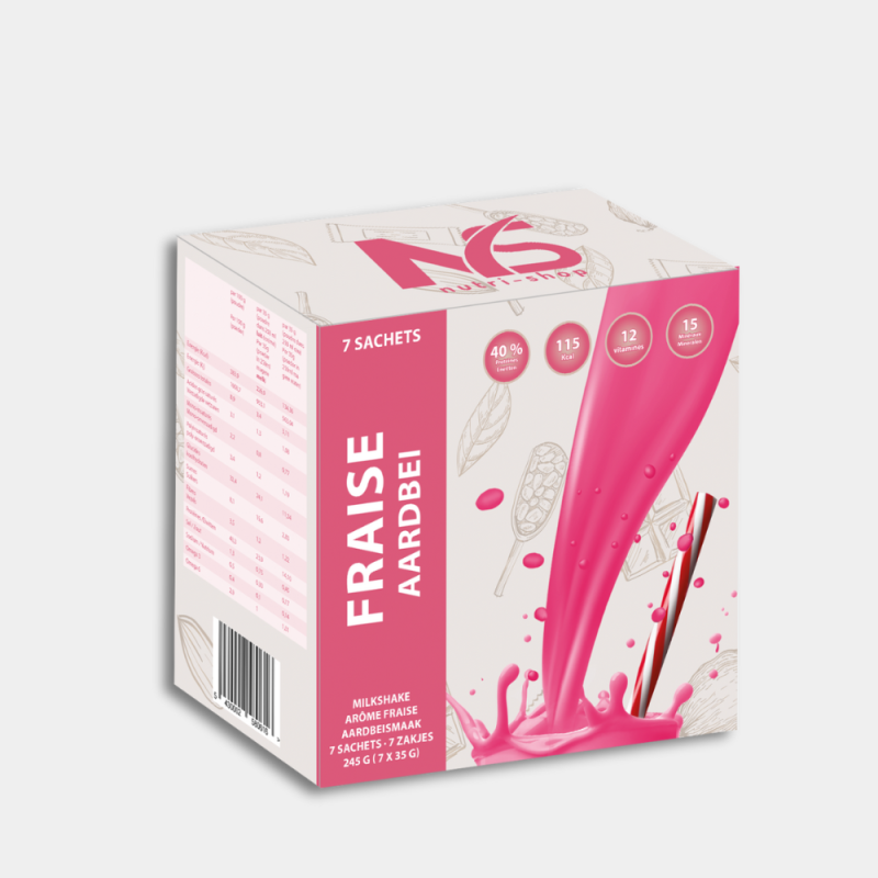Shake Fraise Protéiné Substitut Repas Boite 7 sachets